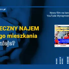 Ręce trzymające dom, tekst "Bezpieczny najem Twojego mieszkania nie istnieje?". Film o prawach wynajmującego mieszkanie.