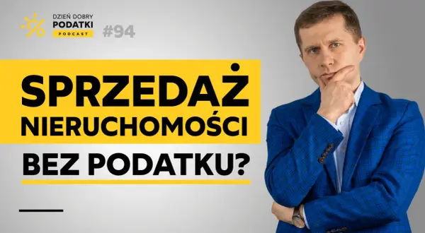 Mężczyzna w garniturze zastanawia się, po jakim czasie można sprzedać mieszkanie bez podatku. Podcast "Dzień Dobry Podatki".